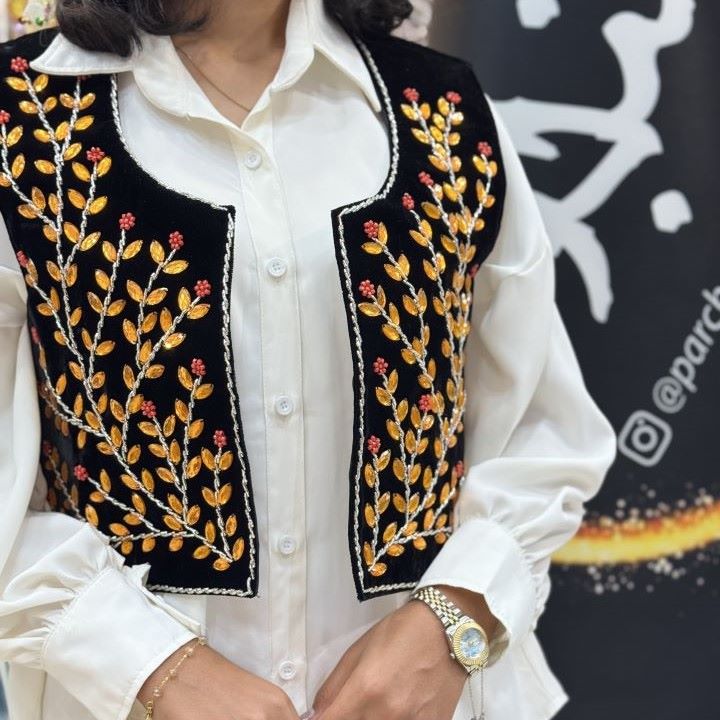  سخمه سنگ کاری شده با دست طرح بوته مارکیز _ مشکی _ خرید آنلاین از منجوق