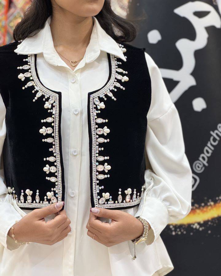 جلیقه جواهر دوزی منجوق مدل صدف