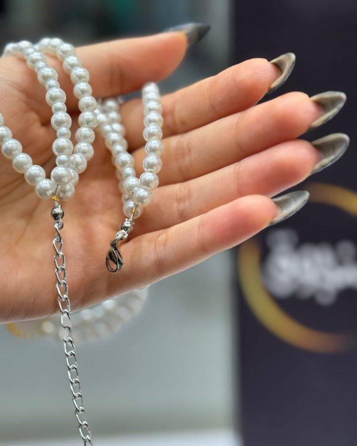 نیم ست گردنبند و گوشواره مروارید برند منجوق مدل بانو