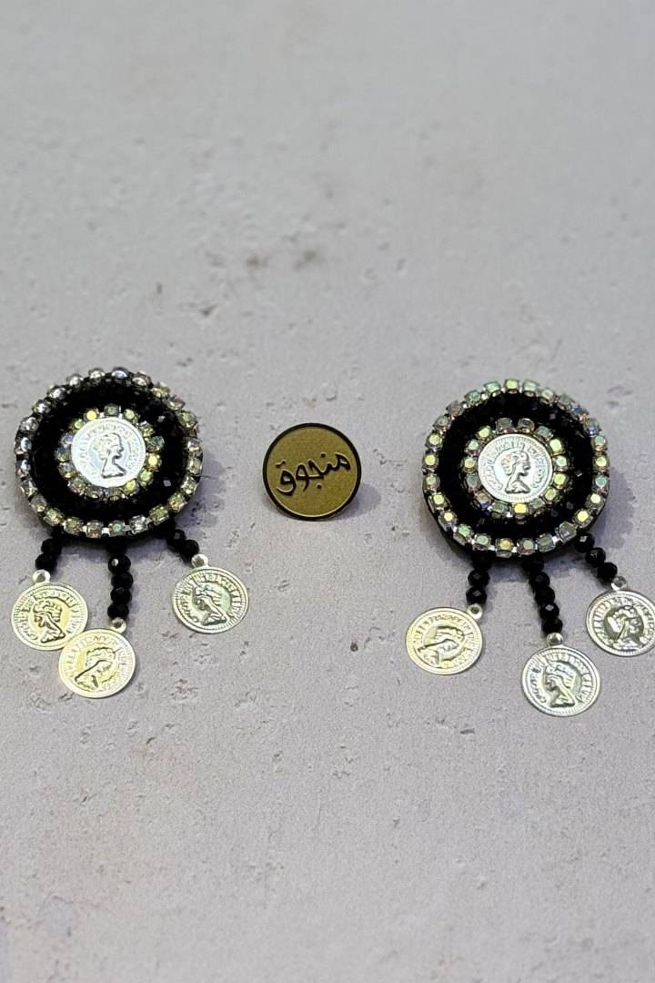 سنجاق سرآستین کریستالی آویزدار منجوق