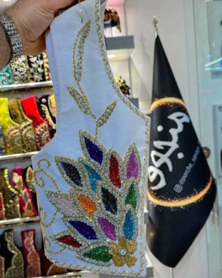 جلیقه ملیله دوزی مدل بوته رنگی 1 منجوق