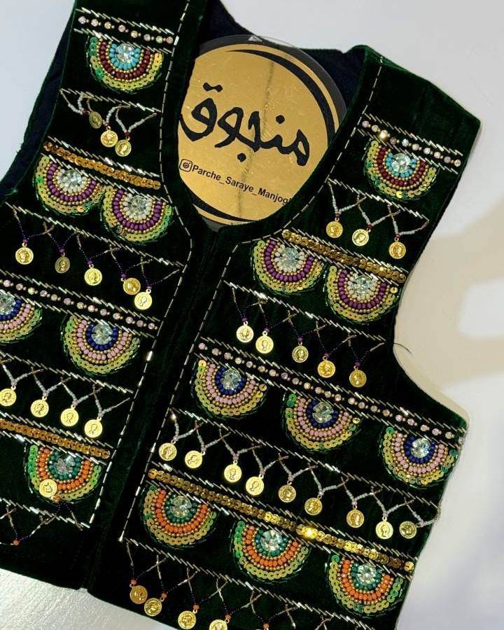 جلیقه مخمل منجوق دوزی مدل جغد برند منجوق