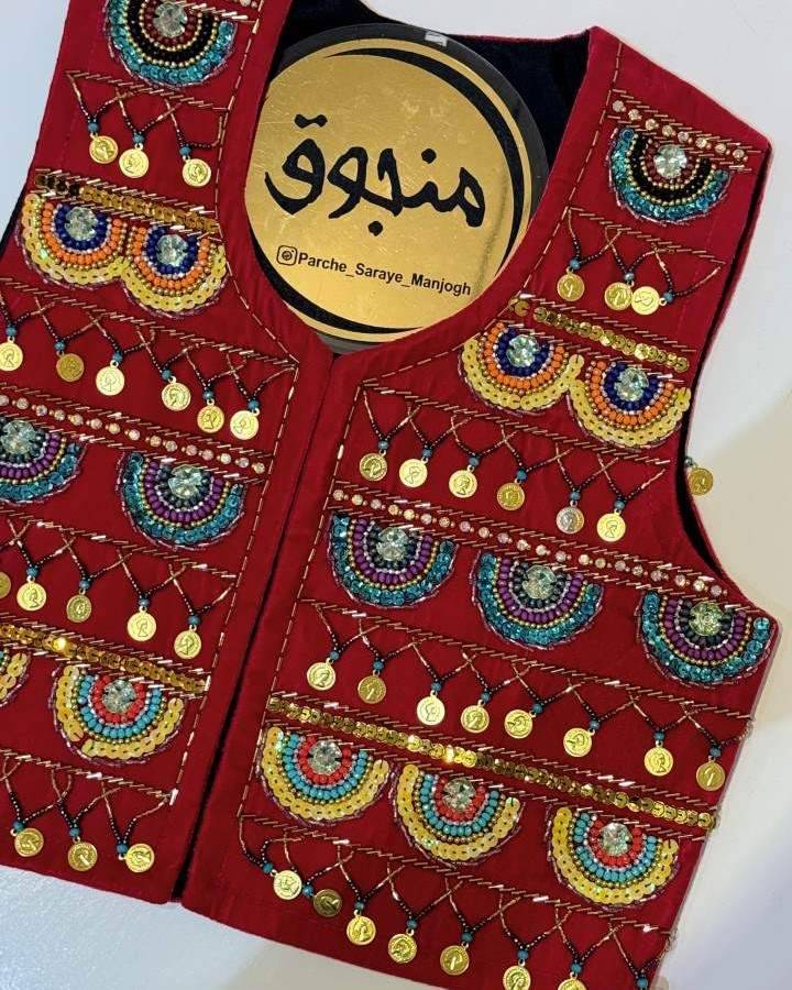 جلیقه مخمل منجوق دوزی مدل جغد برند منجوق