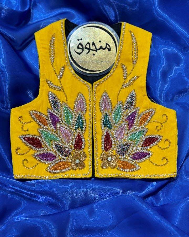 جلیقه ملیله دوزی مدل بوته رنگی 1 منجوق