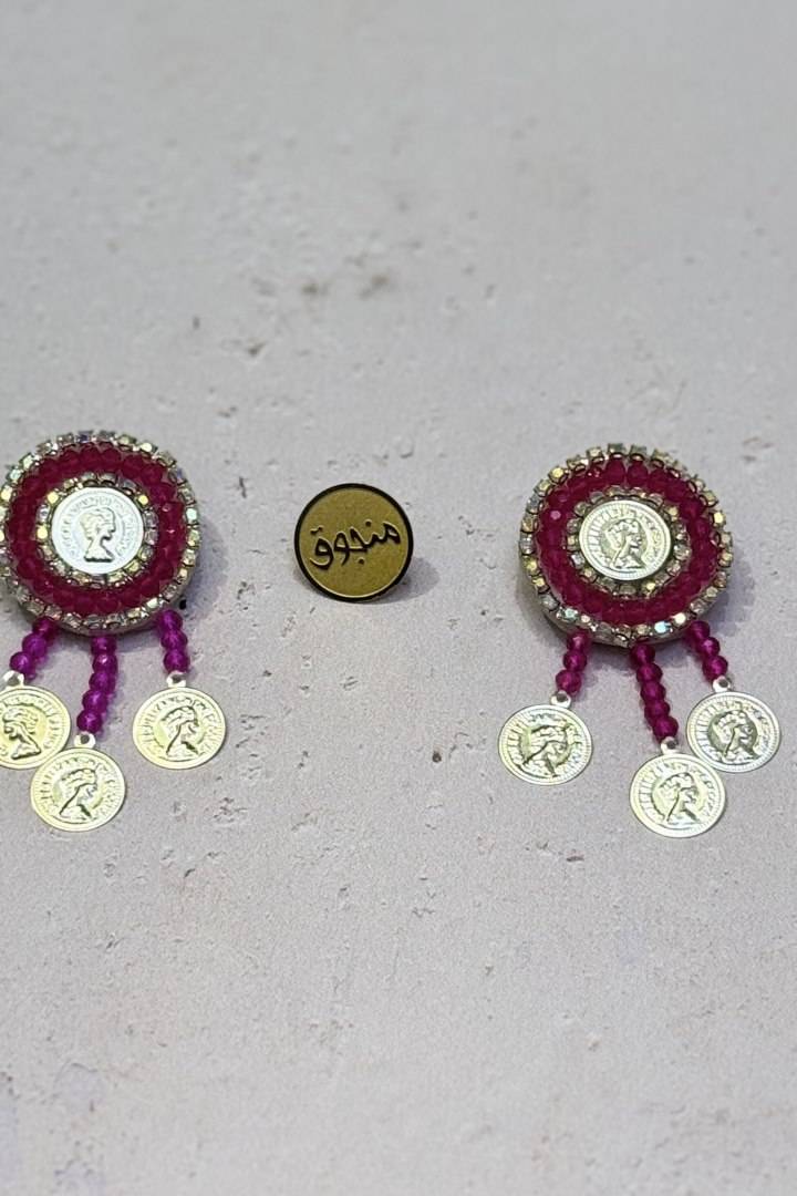 سنجاق سرآستین کریستالی آویزدار منجوق
